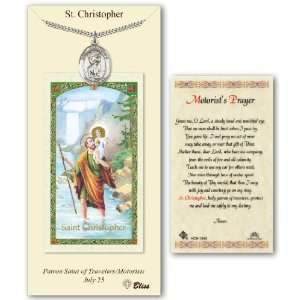 Pewter Patron Saint St Christopher Medal Catholic Christian Pendant w 