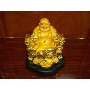  Happy Laughing Buddha Statue Sculpture Figurine    Gold 