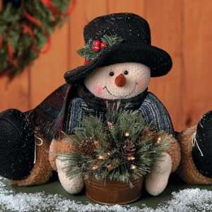    Plush Snowman with Light up mini Christmas tree