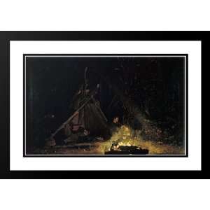   , Winslow 24x18 Framed and Double Matted Camp Fire