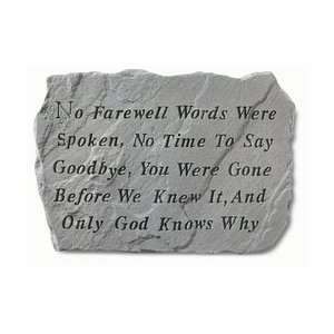  No Farewell Words Memorial Stone Patio, Lawn & Garden