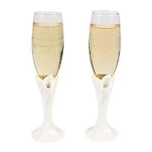 Personalized Calla Lily Champagne Flutes   Tableware & Party Glasses 