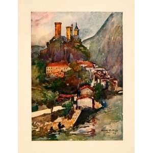   Mountain Castle Medieval   Original Color Print