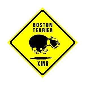  BOSTON TERRIER CROSSING sign * street dog