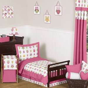  Pink Happy Owl Toddler Bedding   5 pc Set by JoJO Designs 