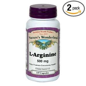  Natures Wonderland L Arginine Capsules, 500 mg, 100 Count 