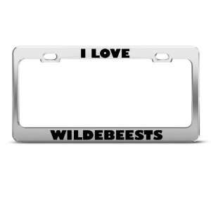 Love Wildebeests Animal License Plate Frame Stainless Metal Tag 