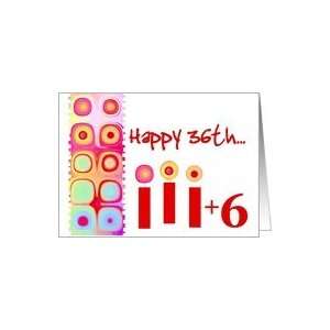 Thirty Six Years Old Birthday with Colorful Candles Card 