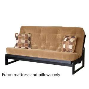  Full Size Futon Sofa Mattress Tufted in Sand Microfiber 