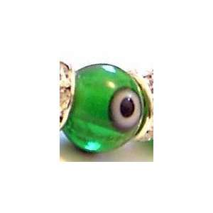  Turkish Lampwork Glass Evil Eye Beads   5 Clear Green 8 Mm 