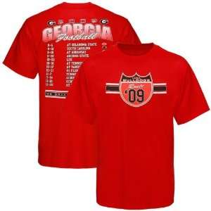   Georgia Bulldogs Red Route 09 Football Schedule T shirt Sports