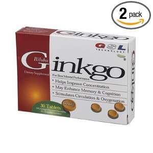  (2 Boxes) Ginko Biloba Memory Cognition 60 mg tablets 30 