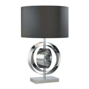  Chrome 1 Light 24ö Table Lamp with Black Fabric Shade 