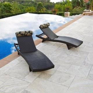 RST Outdoor Delano Wave Chaise Lounger with Bolster Pillow Set Patio 