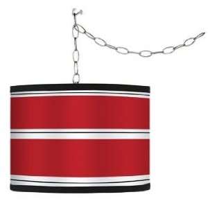  Swag Style Red Stripes Shade Plug In Chandelier