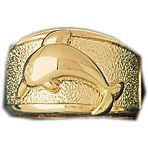  14kt Yellow Gold Dolphin Dome Ring Jewelry
