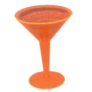  Party Essentials 2 Pc Neon Orange Plastic Martini Glasses 