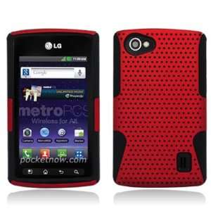  LG Optimus M+ MS695 Case   Red Apex Hard Hybrid Gel Cover 