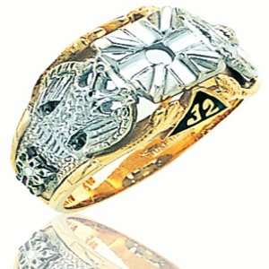  Mens 10K Yellow Gold Open Back Masonic Ring Jewelry
