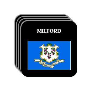  US State Flag   MILFORD, Connecticut (CT) Set of 4 Mini 