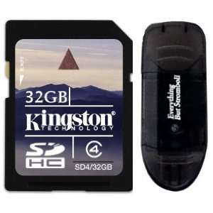  Kingston 32 GB Class 4 SDHC Flash Memory Card with 
