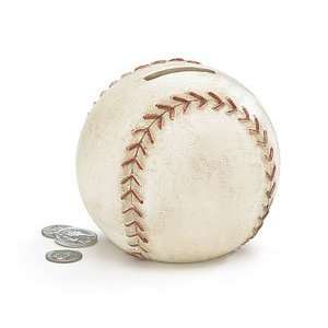  White Baseball Shaped Money Bank Resin Realistic Toys 