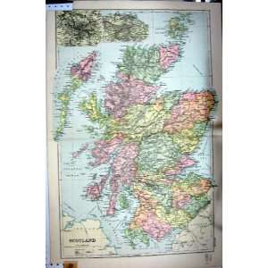    MAP SCOTLAND 1895 ORKNEY GLASGOW EDINBURGH HEBRIDES