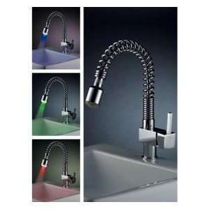  Single Handle Chrome Centerset LED Kitchen Pull Out Sink Faucet 