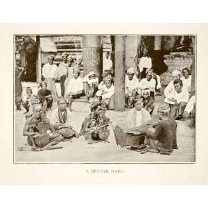  1907 Print India Beggar Musical Instrument Band Xylophone 