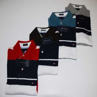   TOMMY HILFIGER S/S POLO SHIRT STRIPED XS S M L XL XLL GRAY RED BLUE