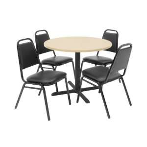 36 Inch Round Table and 4 Restaurant Stackers Set   TBR36BESC29BK