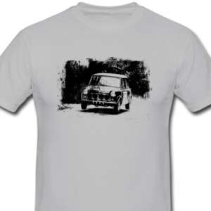 Classic Mini Rally T shirt, Retro Mini Cooper Tee Shirt  