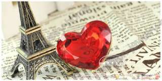 Fashion Love Big Red Heart Crystal Ring Rings  