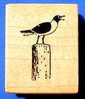 Rubber Stamp Ocean Beach Dinghy Boat Oars Seagull Rope  