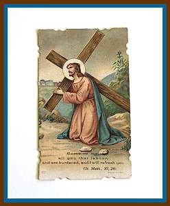 Vintage 1917 Die Cut Holy Card JESUS CARRYING THE CROSS  