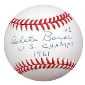Clete Boyer Autographed Baseball   AL W S Champs 1961 PSA DNA #Q19354 