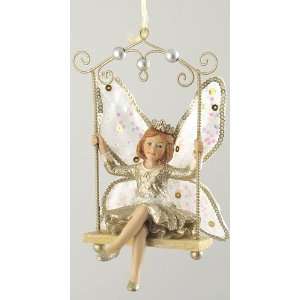 Iridescent Fairy on a Swing Christmas Ornament 