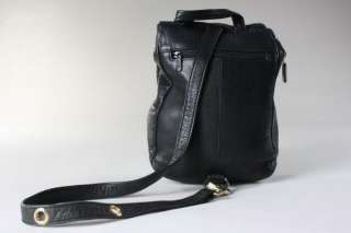 Black Leather Tignanello Backpack Sling Shoulder Bag  