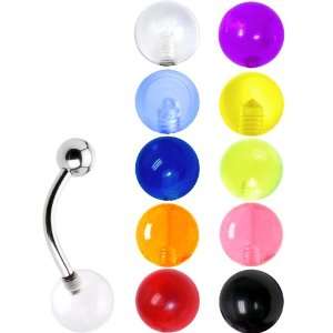    14 Gauge Multi UV 10 Ball Interchangeable Belly Ring Pack Jewelry