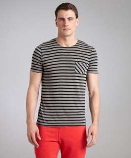 Gypsy 05 black grey stripe knit jersey short sleeve crewneck t shirt