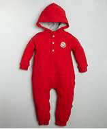 Moncler BABY red stretch cotton hooded sweater onesie style# 318133201