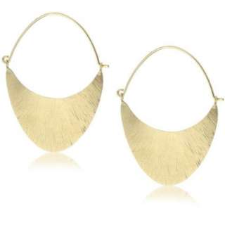Shaesby Cypress 14k Yellow Gold Textured Crescent Hoop Earring 