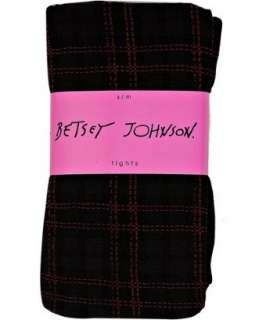 Betsey Johnson set of 2   black solid and plaid tights   up to 