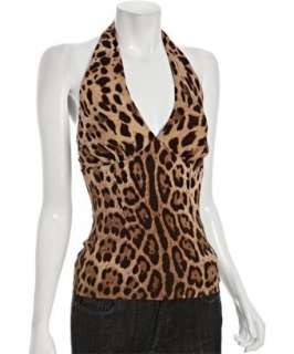 Dolce & Gabbana brown leopard silk halter blouse   