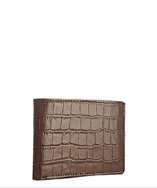 Joseph Abboud brown croc embossed leather bi fold passcase wallet 