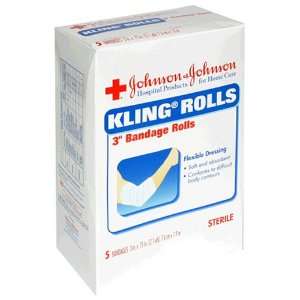  Johnson & Johnson Kling Rolls 3 Inch Bandage Rolls, 5 Bandages 