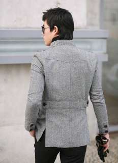 Mens Chinese Style Slim Fit Jacket MultiPocket Coat  