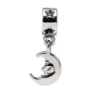 Reflections by SimStars Crescent Moon Silver Dangle Bead Charm QRS1614 