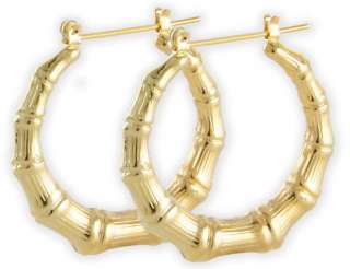 14kt Gold Ep 1 Bamboo Medium Hoop Earrings  