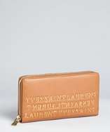 Yves Saint Laurent camel leather logo lettered zip continental wallet 
